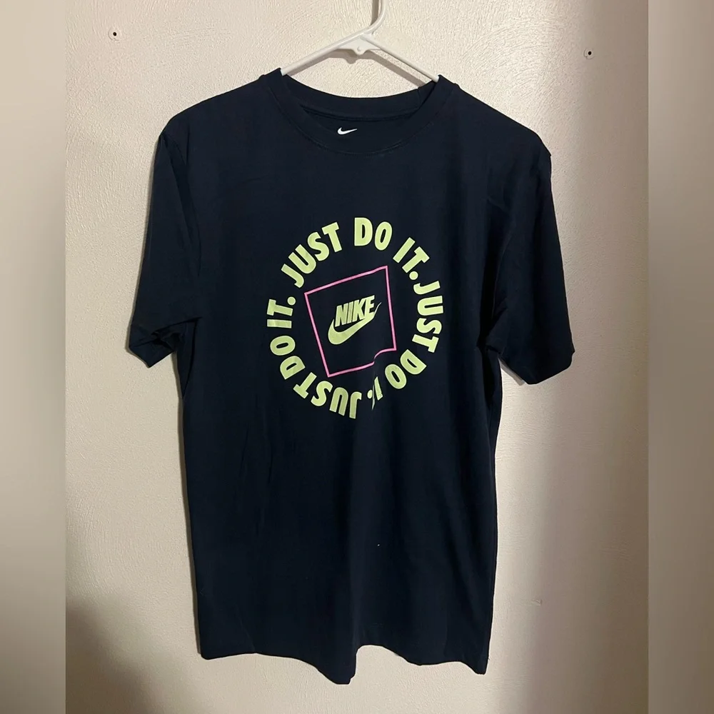NIKE Classic Athletic Athleisure Just Do It Casual T Shirt Navy Blue Men's Sz Sm